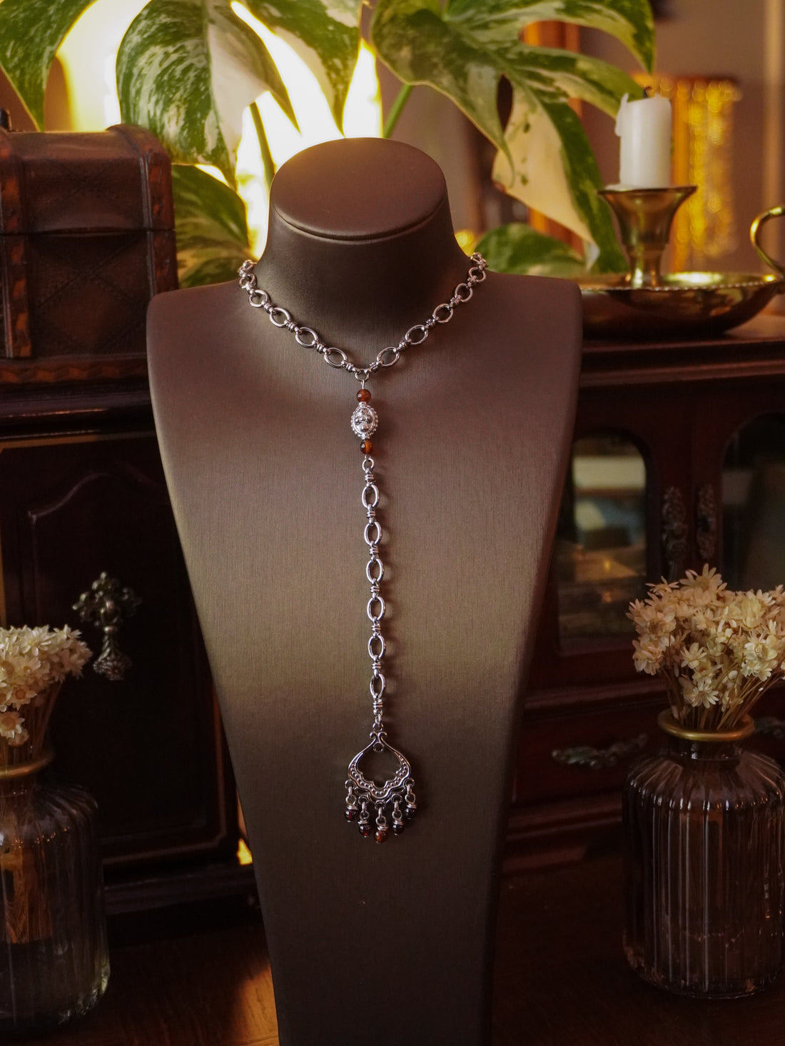 Collier « Carmin » 🐞 • Grenat • Argenté