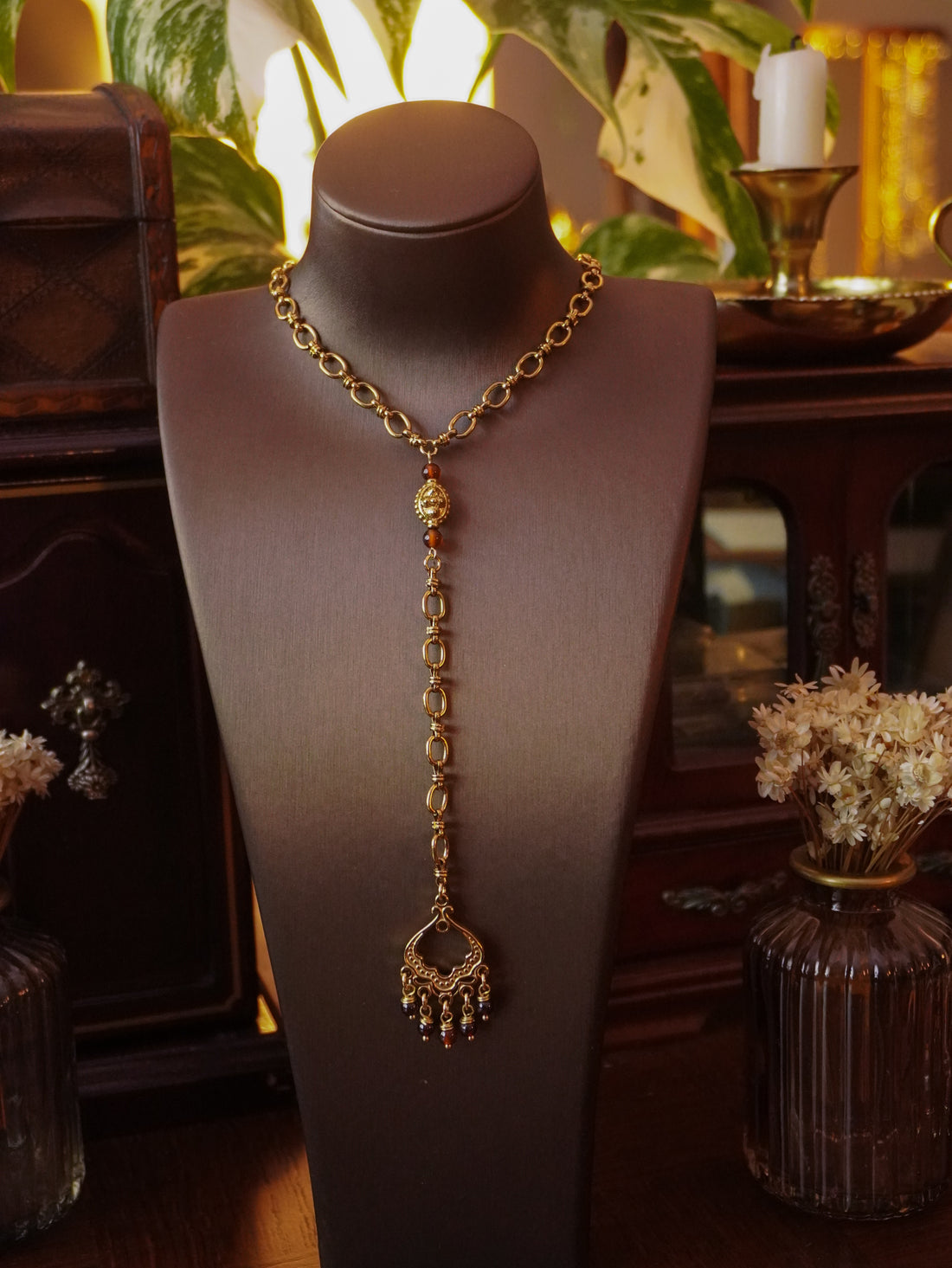 Collier « Carmin » 🐞 • Doré • Grenat
