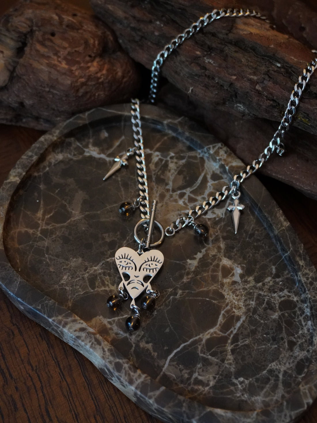 Collier « Cry Baby » 💧• Argenté • Quart fumé