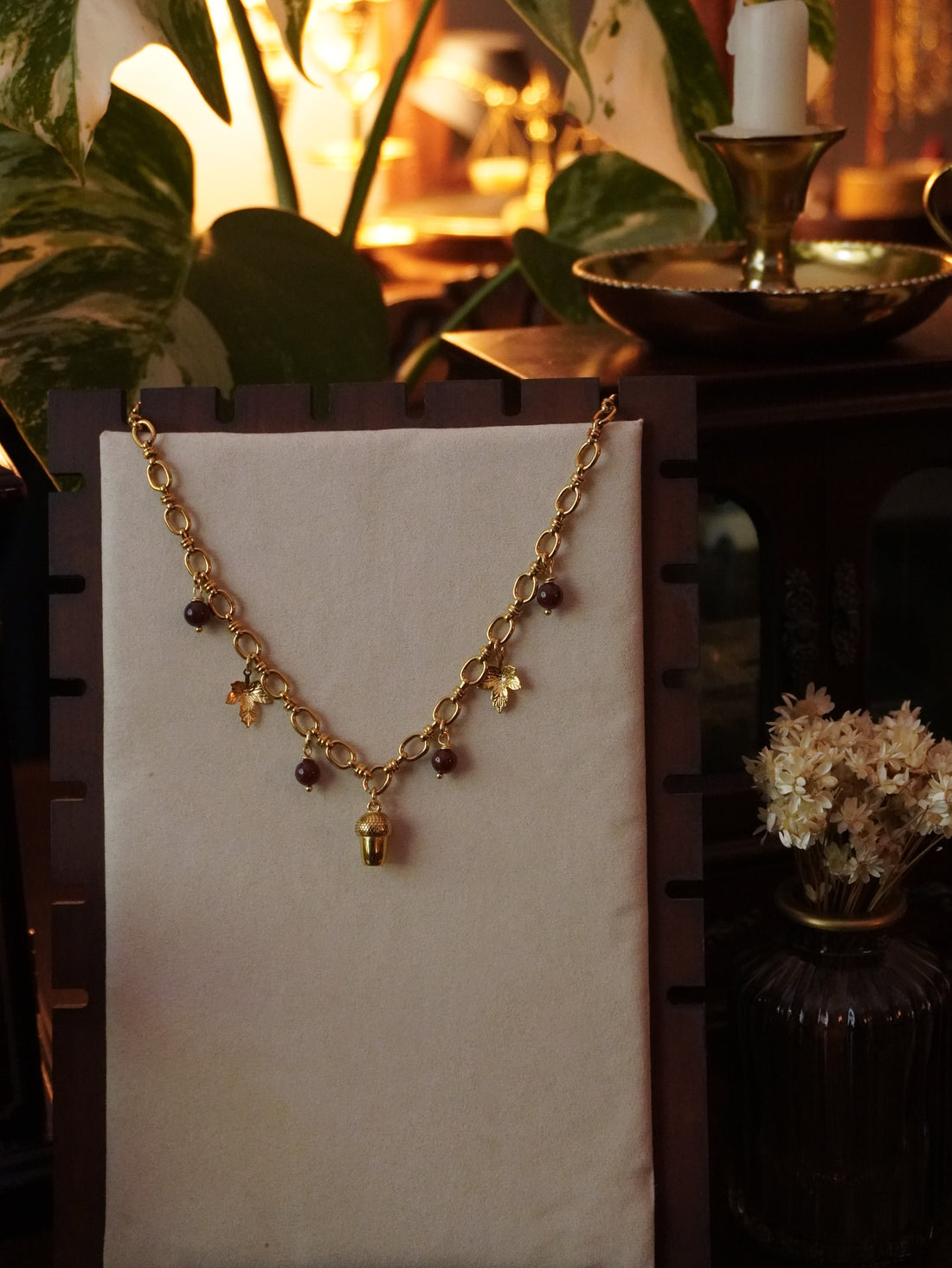 Collier « Fall vibe » 🍂 • Grenat hessonite • Doré