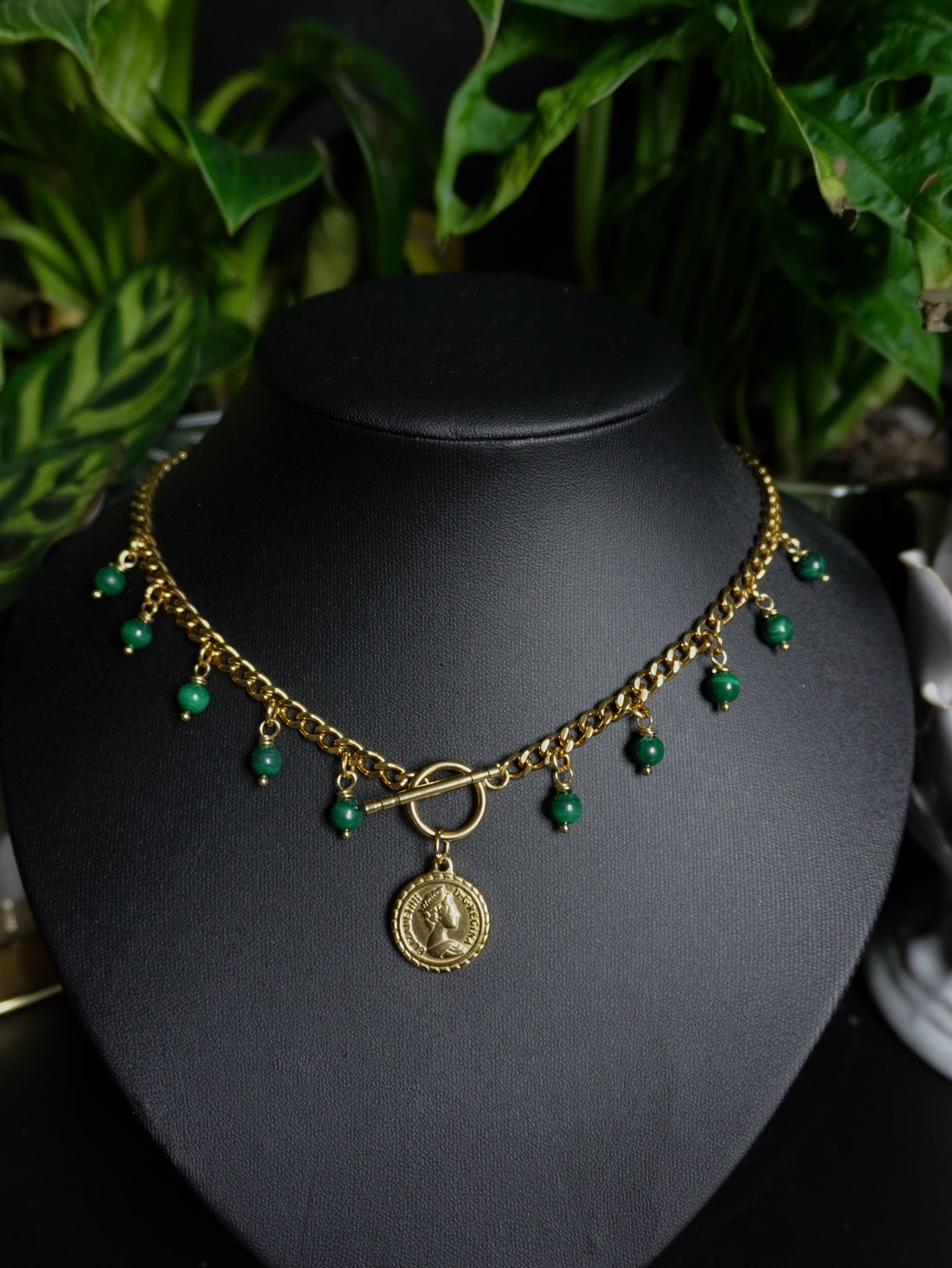 Collier « Old money » 🪙 • Malachite • Doré