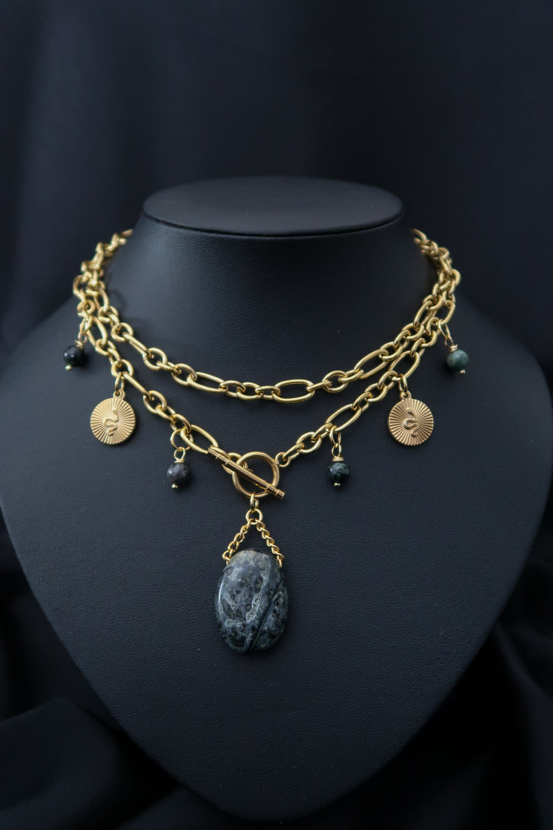 Double chocker « Eden’s garden » 🐍 • Jaspe kambaba • Doré