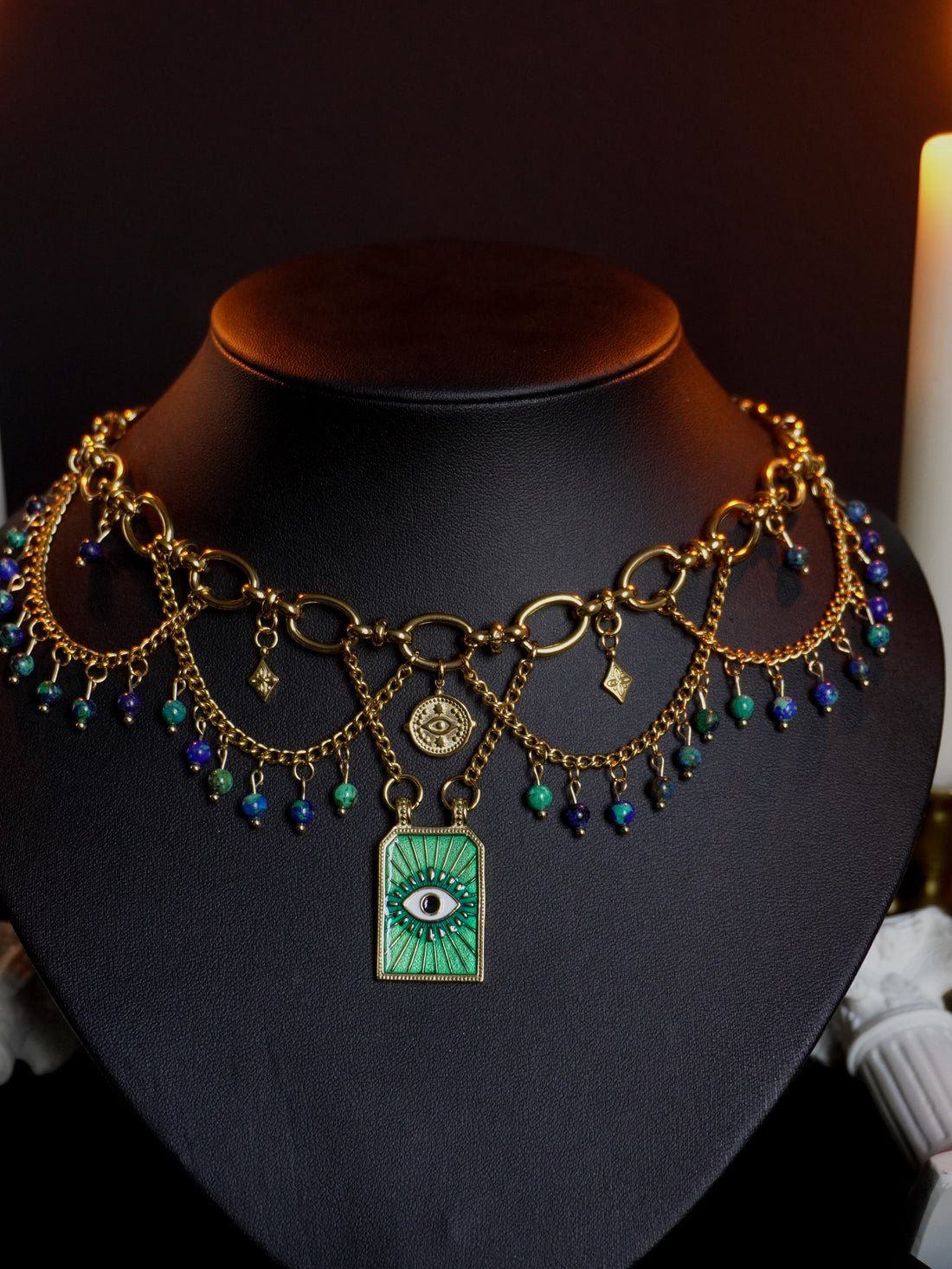 Collier « I see » • Azurite Malachite • Doré